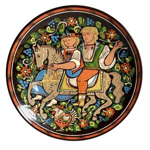 Rare Vintage Schneider Steffisburg Swiss Folk Art Decorative Large Plate 13'